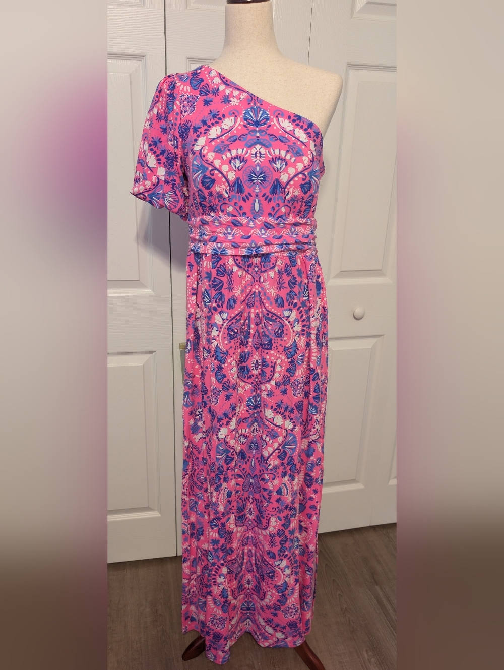 NWT Lilly Pulitzer Pink Dress with Blue Floral/ Nautical Print Size Lrg - Picture 4 of 10